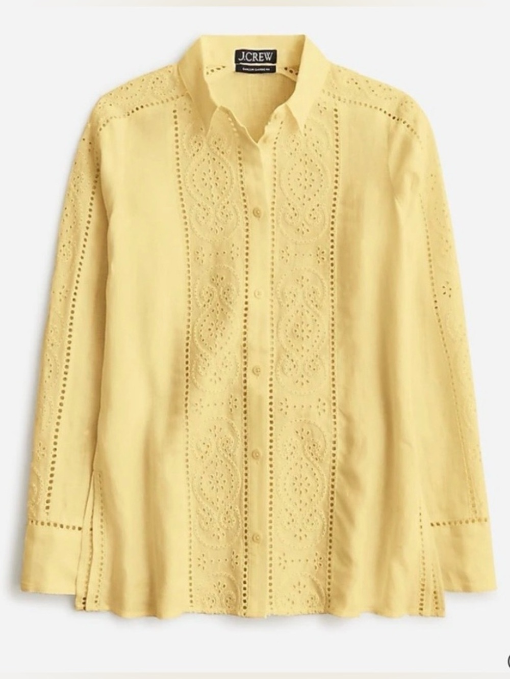 J.Crew Garçon Classic Shirt in Eyelet Linen Fresh Lemon Color Size 4